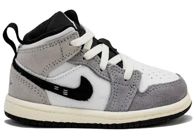Pre-owned Jordan 1 Mid Se Craft Black Sneakers In Cement Grey/white/tech Grey