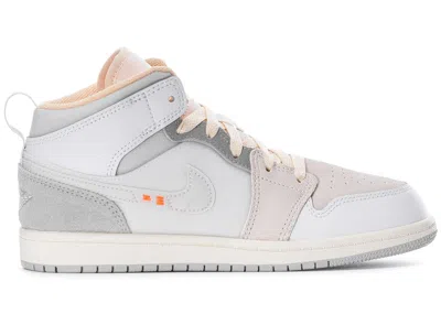 Pre-owned Jordan 1 Mid Se Craft Craft Inside Out Grey Sneakers In White/phantom/sail