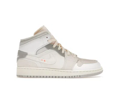 Pre-owned Jordan 1 Mid Se Craft Inside Out Grey Sneakers In White/phantom Grey/sail