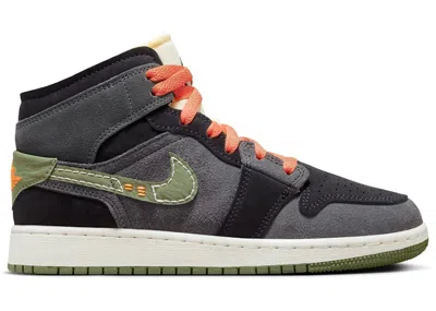 Pre-owned Jordan 1 Mid Se Craft Light Olive Sneakers In Anthracite/sky Blue J Light Olive/black In Multi