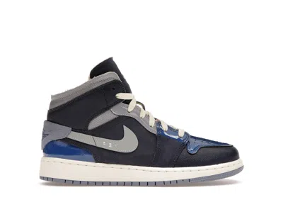 Pre-owned Jordan 1 Mid Se Craft Sneakers In Obsidian/french Blue/ashen Slate