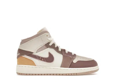 Pre-owned Jordan 1 Mid Se Craft Sneakers In Sail/taupe Haze/fossil Stone