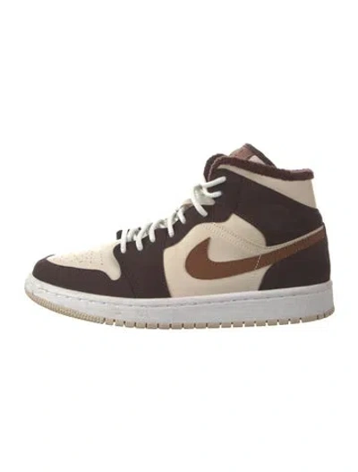 Pre-owned Jordan 1 Mid Se 'cream Dark Chocolate' Sneakers In Brown