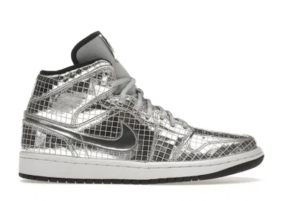 Pre-owned Jordan 1 Mid Se Disco (women's) Sneakers In Metallic Silver/white
