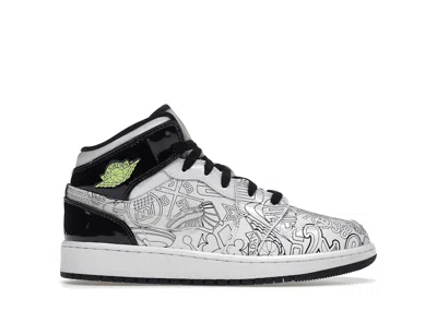 Pre-owned Jordan 1 Mid Se Diy Sneakers In White/black