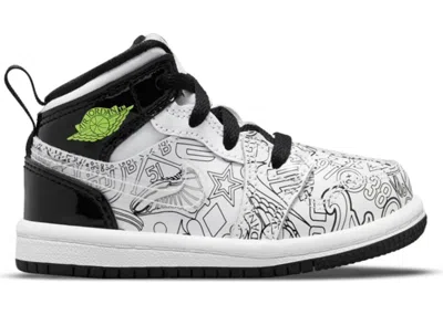 Pre-owned Jordan 1 Mid Se Diy Sneakers In White/black/volt In Multi