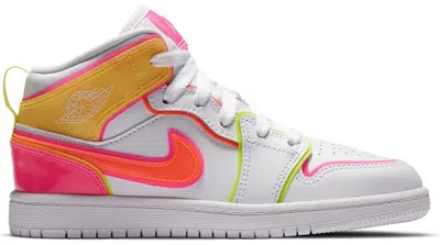 Pre-owned Jordan 1 Mid Se Edge Glow Sneakers In White/hyper Crimson/pink Blast In Multi
