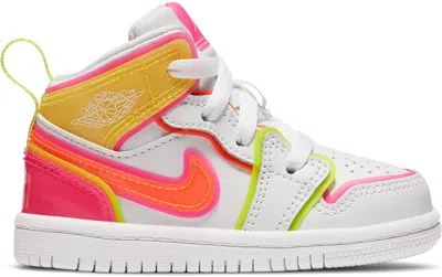 Pre-owned Jordan 1 Mid Se Edge Glow Sneakers In White/hyper Crimson/pink Blast In Multi