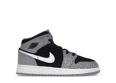 Pre-owned Jordan 1 Mid Se Elephant Print Sneakers In Black/white/light Smoke Gray