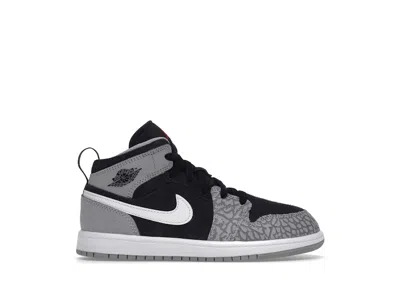 Pre-owned Jordan 1 Mid Se Elephant Print Sneakers In Black/white/light Smoke Grey