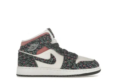 Pre-owned Jordan 1 Mid Se Floral Sneakers In Anthracite/sail/red Stardust In Multi