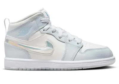 Pre-owned Jordan 1 Mid Se Glitter Swoosh Sneakers In Blue Tint/summit White