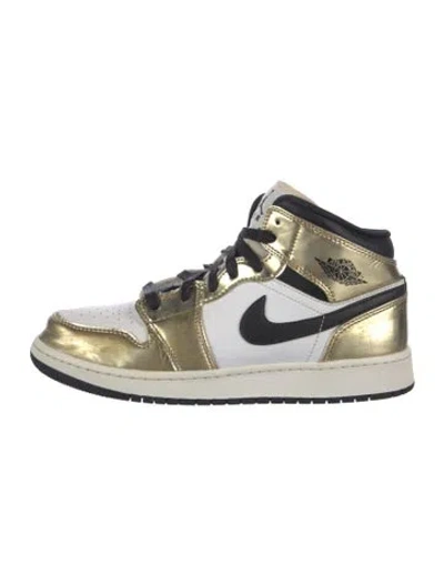 Pre-owned Jordan 1 Mid Se Gs 'metallic Gold' Athletic Sneakers In Neutrals