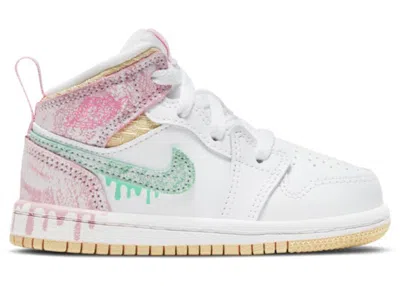 Pre-owned Jordan 1 Mid Se Ice Cream Sneakers In White/arctic Punch/pale Vanilla