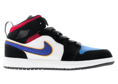 Pre-owned Jordan 1 Mid Se Lakers Top 3 Sneakers In Black/field Purple/white