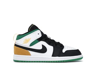 Pre-owned Jordan 1 Mid Se Lucky Green Sneakers In White/laser Orange/black