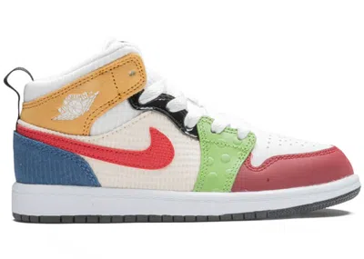Pre-owned Jordan 1 Mid Se Messy Room Sneakers In Pearl In White/black/pearl White In Multi