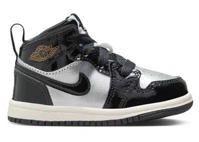 Pre-owned Jordan 1 Mid Se Metallic Gold Sneakers In Black/metallic Silver/sail In Multi