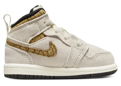 Pre-owned Jordan 1 Mid Se Metallic Gold Sneakers In Light Orewood Brown/white/light British Tan