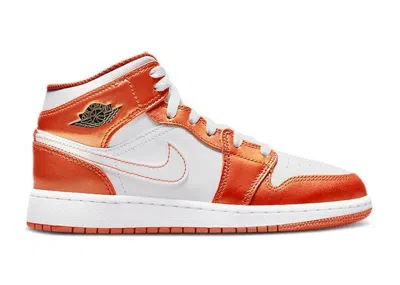 Pre-owned Jordan 1 Mid Se Metallic Sneakers In Electro Orange/black/white In Multi