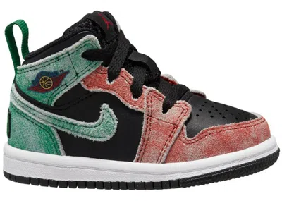 Pre-owned Jordan 1 Mid Se Mj's Playground Sneakers In Black/pine Green/dune Red