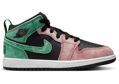 Pre-owned Jordan 1 Mid Se Mj's Playground Sneakers In Black/pine Green/dune Red