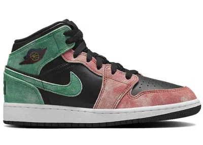 Pre-owned Jordan 1 Mid Se Mj's Playground Sneakers In Black/pine Green/dune Red