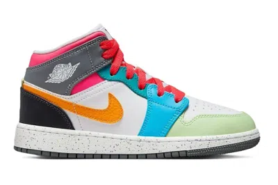 Pre-owned Jordan 1 Mid Se Multi-color (gs) In White/taxi/dark Shadow
