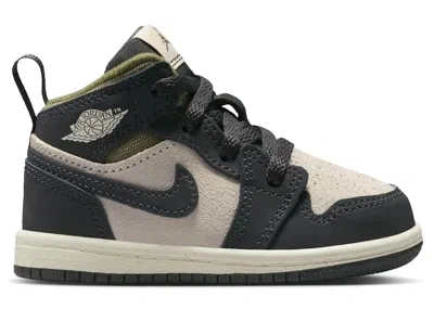 Pre-owned Jordan 1 Mid Se Off Noir Sneakers In Light Orewood Brown/medium Olive/sail