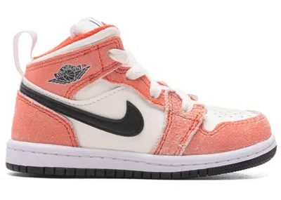 Pre-owned Jordan 1 Mid Se Orange Suede Sneakers In Team Orange/black/sail In Multi