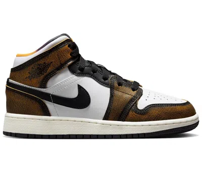 Pre-owned Jordan 1 Mid Se Orange Wear Away Sneakers In Black/taxi/white In Multi