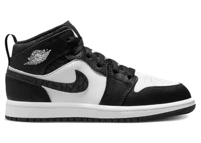 Pre-owned Jordan 1 Mid Se Panda Elephant Sneakers In Off Noir/white/black