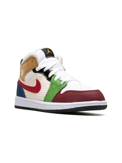 Jordan Kids'  1 Mid Se "patchwork" Sneakers In White