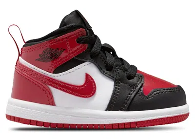Pre-owned Jordan 1 Mid Se Patent Bred Toe Sneakers In Black/white/varsity Red In Multi