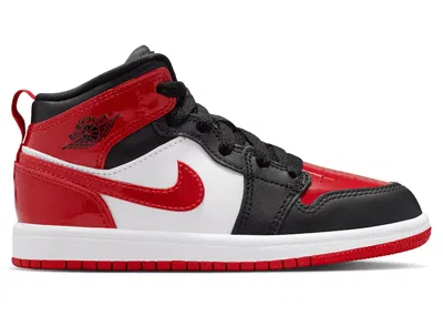 Pre-owned Jordan 1 Mid Se Patent Bred Toe Sneakers In Black/white/varsity Red In Multi