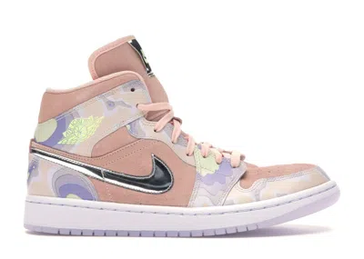 Pre-owned Jordan 1 Mid Se P(her)spective (women's) Sneakers In Washed Coral/chrome/light Whistle