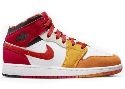 Pre-owned Jordan 1 Mid Se Picnic Sneakers In Paprika/black/canyon Gold
