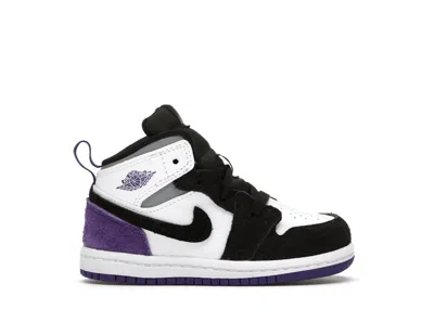 Pre-owned Jordan 1 Mid Se Purple Sneakers In White/black/light Solar Flare Heather