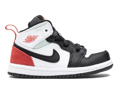 Pre-owned Jordan 1 Mid Se Red Spruce Sneakers In White/track Red/black