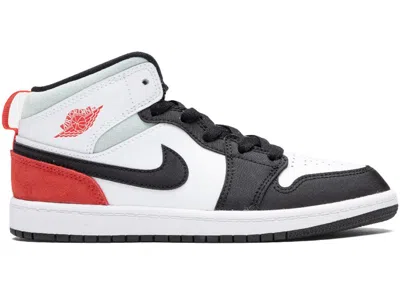 Pre-owned Jordan 1 Mid Se Red Spruce Sneakers In White/track Red/black