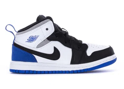 Pre-owned Jordan 1 Mid Se Royal Sneakers In White/hyper Royal/black