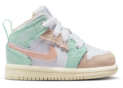 Pre-owned Jordan 1 Mid Se Scalloped Edge Sneakers In White/pink Oxford/jade Ice
