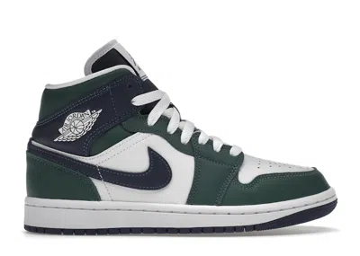 Pre-owned Jordan 1 Mid Se Seahawks (women's) Sneakers In Noble Green/white/midnight Navy Blue