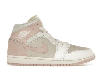 Pre-owned Jordan 1 Mid Se Seersucker (women's) Sneakers In Coconut Milk/legend Pink/sail