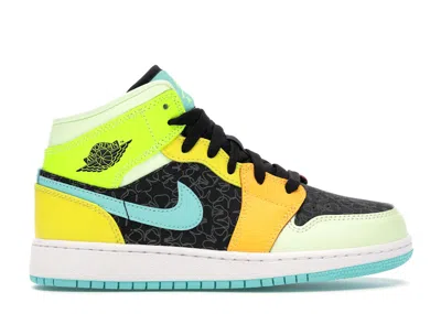 Pre-owned Jordan 1 Mid Se Sneakers In Black/aurora Green