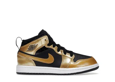 Pre-owned Jordan 1 Mid Se Sneakers In Black/metallic Gold/white