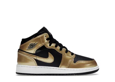Pre-owned Jordan 1 Mid Se Sneakers In Black/metallic Gold/white