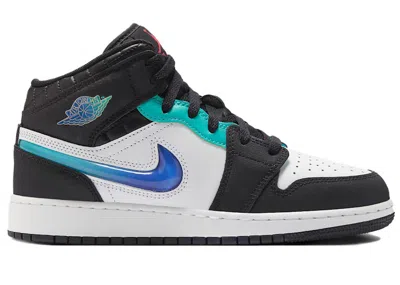 Pre-owned Jordan 1 Mid Se Sneakers In Black/white/hyper Jade