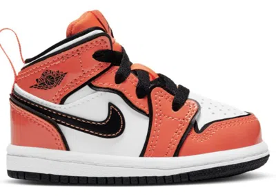 Pre-owned Jordan 1 Mid Se Sneakers In Turf Orange/black/white