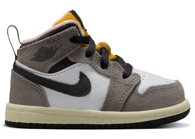 Pre-owned Jordan 1 Mid Se Sneakers In White/cave Stone/dark Sulfur
